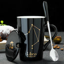 Caneca Zodiacal em Cerâmica com Tampa e Colher