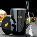 Caneca Zodiacal em Cerâmica com Tampa e Colher