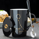 Caneca Zodiacal em Cerâmica com Tampa e Colher