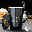 Caneca Zodiacal em Cerâmica com Tampa e Colher