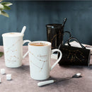 Caneca Zodiacal em Cerâmica com Tampa e Colher