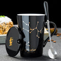 Caneca Zodiacal em Cerâmica com Tampa e Colher