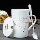 Caneca Zodiacal em Cerâmica com Tampa e Colher