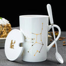 Caneca Zodiacal em Cerâmica com Tampa e Colher