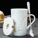 Caneca Zodiacal em Cerâmica com Tampa e Colher