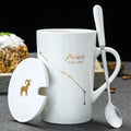 Caneca Zodiacal em Cerâmica com Tampa e Colher