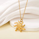 Colar Sol Dourado ou Prata em Aço Inoxidável