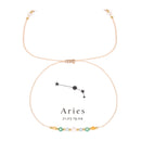 Pulseira Zodiacal com Pedra Natural e Corda Trançada